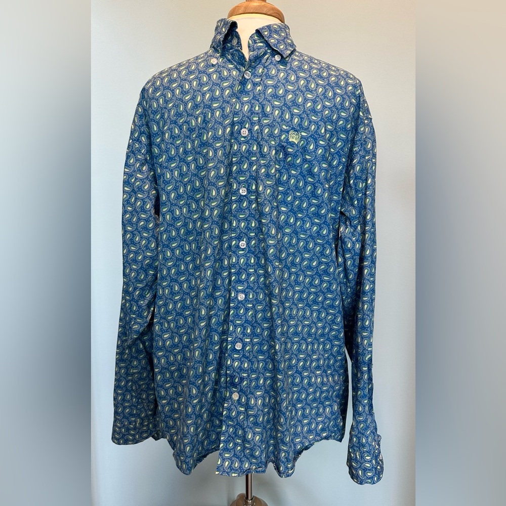 Cinch Western paisley print Cotton long sleeve button down shirt size Medium